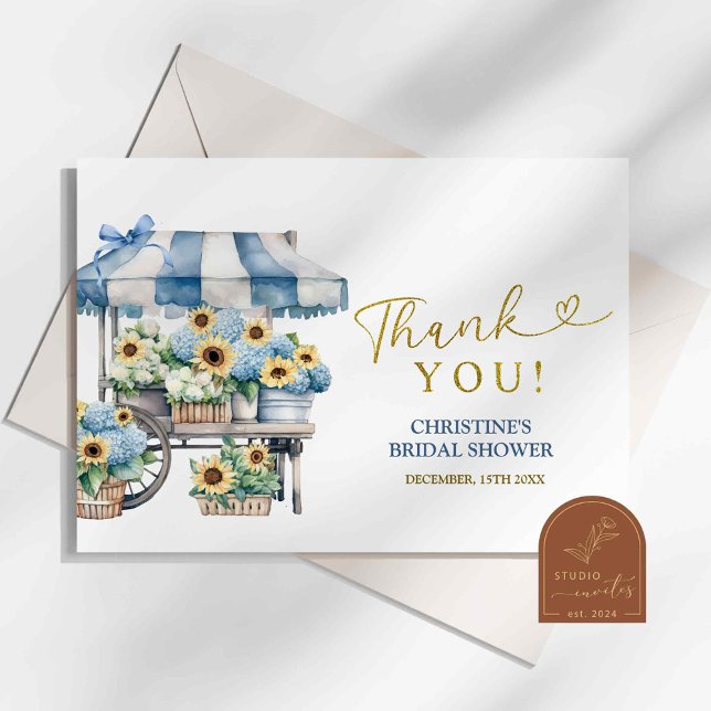 Remerciements Carte de remerciement Fleur de tournesol Hydrangea (Créateur téléchargé)