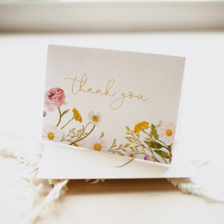 Remerciements Carte de remerciement Fleur sauvage, Florales bohè