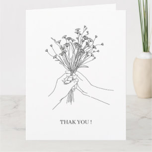 Remerciements Carte de remerciement Fleurs Art Linéaire Minimali
