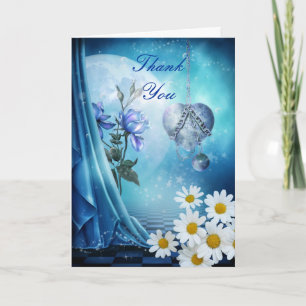Remerciements Carte de remerciement fleurs bleues blanches charm