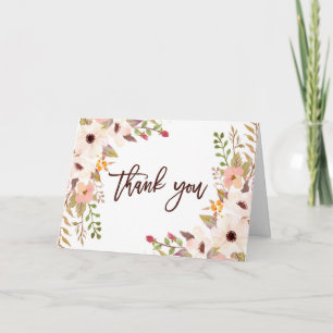Remerciements Carte de remerciement Fleurs bohèmes aquarelle