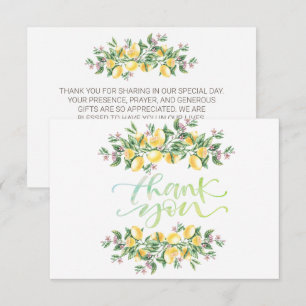 Remerciements Carte de remerciement Fleurs botaniques Citrons à 