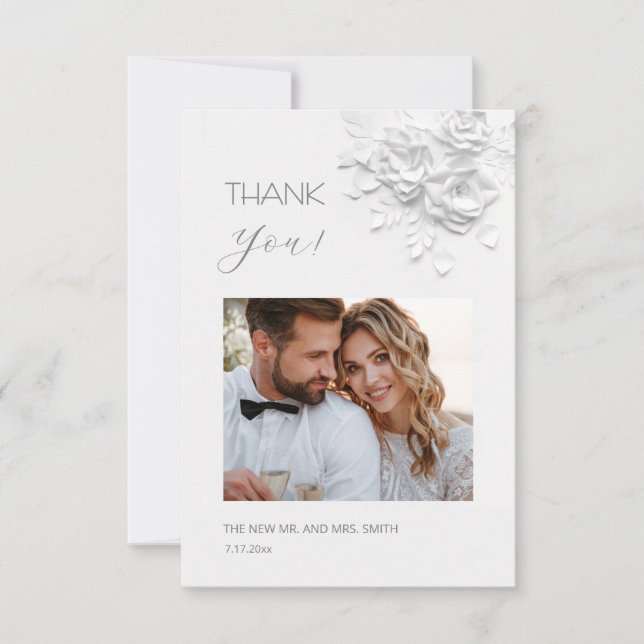 Remerciements Carte de remerciement Fleurs en papier découpé 3D  (Devant)