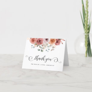 Remerciements Carte de remerciement Fleurs roses avec herbe de P