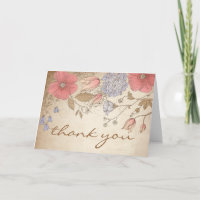 Carte de remerciement Fleurs Violettes et Rouges V