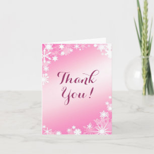 Remerciements Carte de remerciement Flocons de neige rose pâle