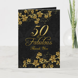 Remerciements Carte de remerciement Floral Gold 50 Fabuleuse