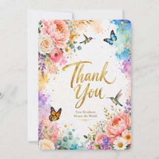 Remerciements Carte de remerciement florale à l'aquarelle de lux