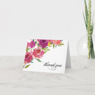 Remerciements Carte de remerciement florale à l'aquarelle gras