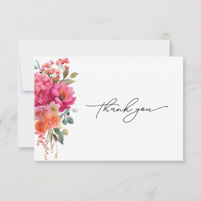 Remerciements Carte de remerciement florale aquarelle (Devant)