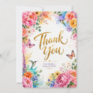 Remerciements Carte de remerciement florale aquarelle colorée
