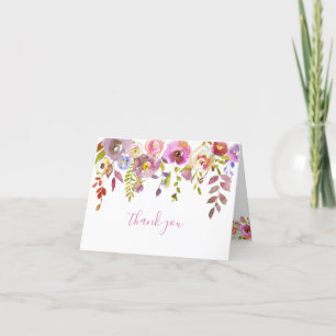 Remerciements Carte de remerciement florale aquarelle rose chic