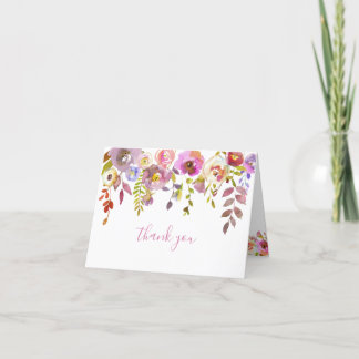 Remerciements Carte de remerciement florale aquarelle rose chic
