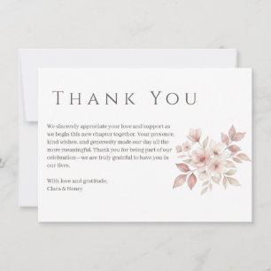 Remerciements Carte de remerciement florale aquarelle rose tendr