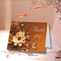 Carte de remerciement florale Automne Dahlia Cuivr