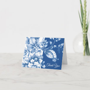 Remerciements Carte de remerciement florale bleu marine et blanc