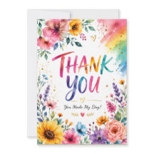Carte de remerciement florale colorée