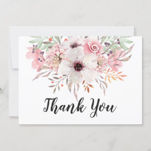 Remerciements Carte de remerciement florale de campagne à l'aqua