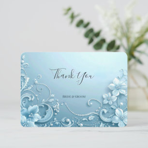 Remerciements Carte de remerciement florale décorative bleue