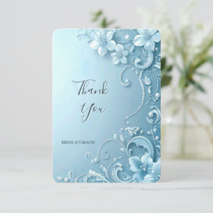 Remerciements Carte de remerciement florale décorative bleue