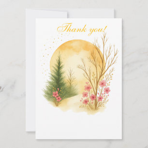 Remerciements Carte de remerciement florale d'hiver Golden Moon