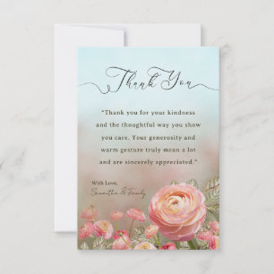 Remerciements Carte de remerciement florale douce minimale rose