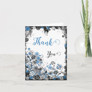 Remerciements Carte de remerciement florale éclaboussée de bleu