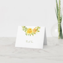 Carte de remerciement florale jaune magnifique