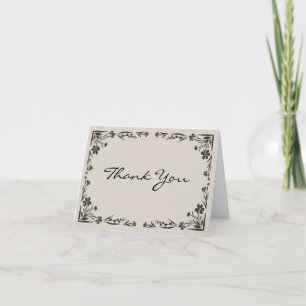 Remerciements Carte de remerciement florale noire avec message d