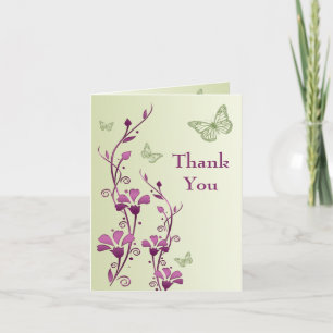 Remerciements Carte de remerciement florale papillon violet et v