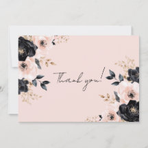 Carte de remerciement florale personnalisée rose e