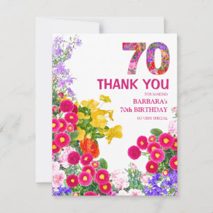 Remerciements carte de remerciement florale pour une fête d'anni