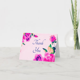 Remerciements Carte de remerciement florale rose