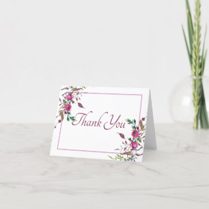 Remerciements Carte de remerciement florale rose aquarelle libre