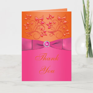Remerciements Carte de remerciement florale rose et orange