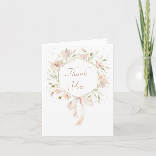 Remerciements Carte de remerciement florale rose pâle (Devant)