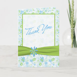 Remerciements Carte de remerciement florale verte citron et bleu