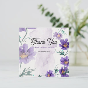 Remerciements Carte de remerciement florale violette élégante
