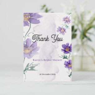 Remerciements Carte de remerciement florale violette élégante