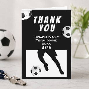 Remerciements Carte de remerciement Football Noir pour l'entraîn