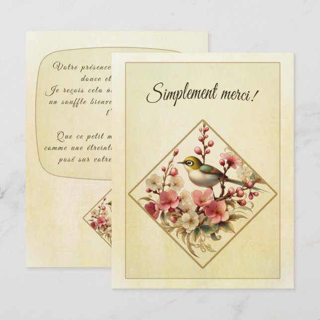 Remerciements carte de remerciement ( Français )  (Devant / Derrière)