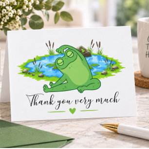 Remerciements Carte de remerciement Frog Yoga avec fond d'étang