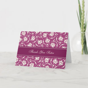 Remerciements Carte de remerciement Fuchsia Floral Soeur Demoise