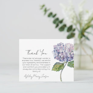 Remerciements Carte de remerciement funéraire Hydrangea Deuil