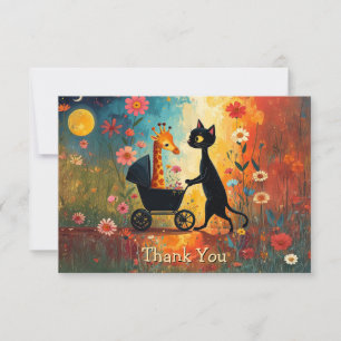 Remerciements Carte de remerciement girafon chat mignon