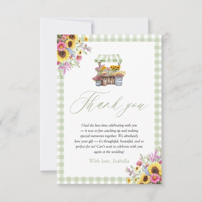 Remerciements Carte de remerciement Green Gingham Fresh Off The  (Devant)