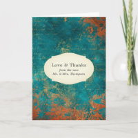 Carte de remerciement Grunge Copper Patina et Turq