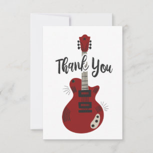 Remerciements Carte de remerciement guitare Rock N Roll à plat
