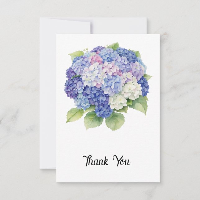 Remerciements Carte de remerciement Hydrangea Flat (Devant)