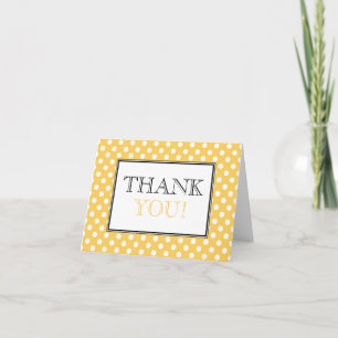 Remerciements Carte de remerciement jaune à pois blancs